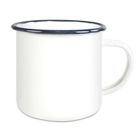 Emailletasse mit farbigem Tassenrand 12oz