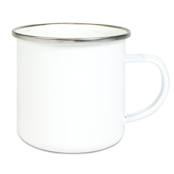 Emailletasse mit farbigem Tassenrand 12oz